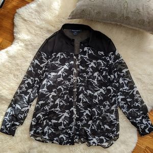 FRENCH CONNECTION sheer horse print blouse US 6
